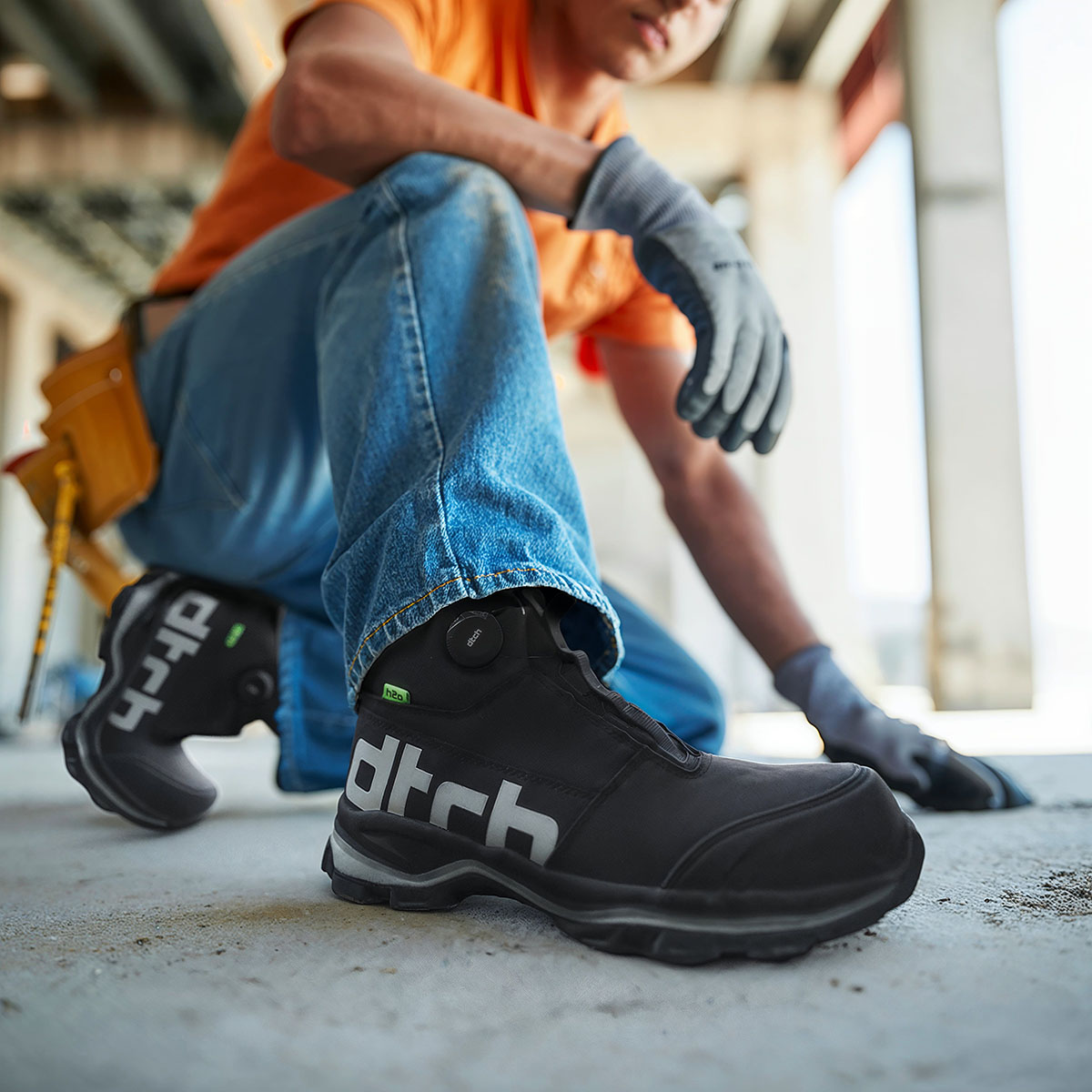 Construction worker with boot