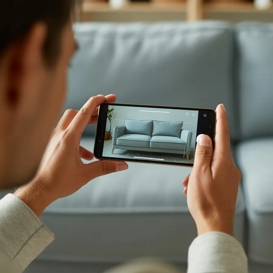 Iemand scant een product met een telefoon
